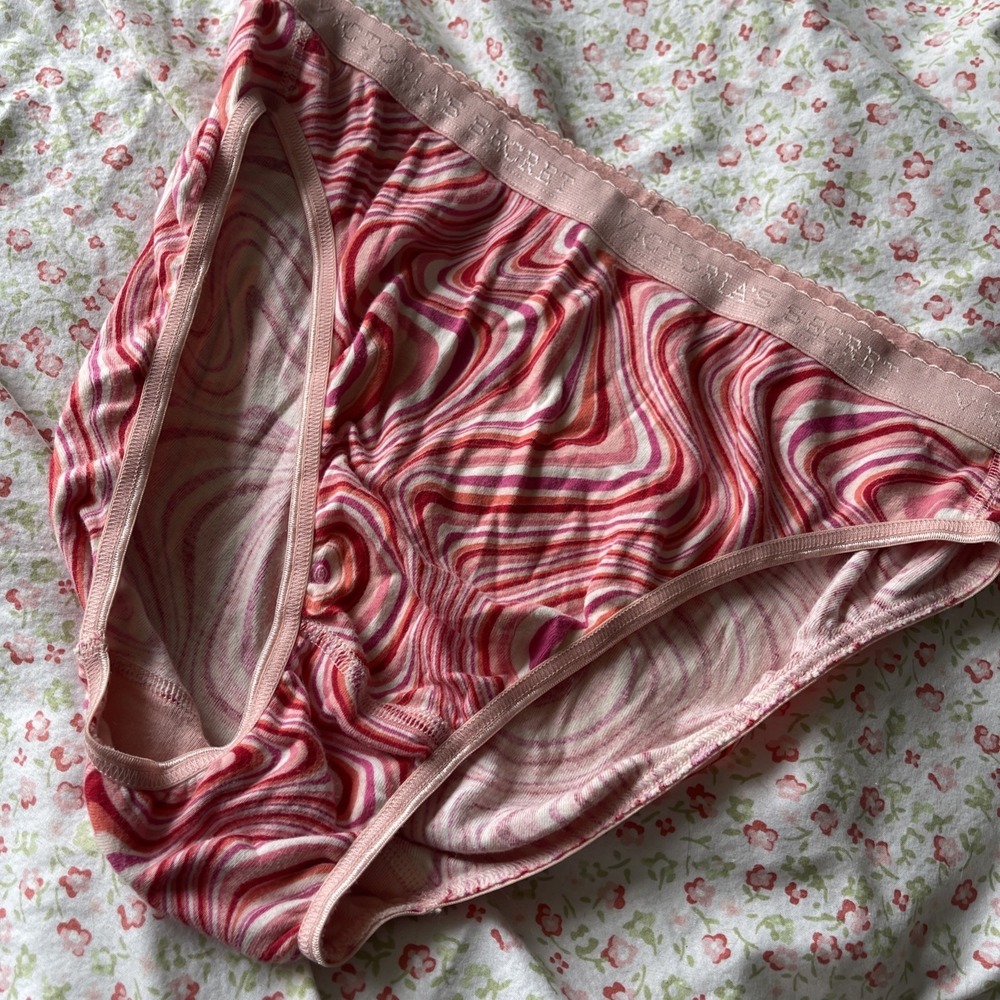 Vtg Victoria's Secret 100% Cotton Signature HIGH-LEG BRIEF Pink Tie dye Size XL